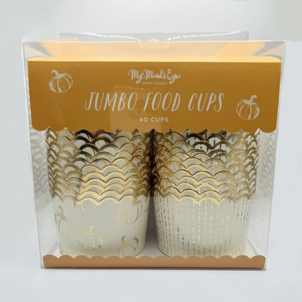 NEW My Minds Eye Gold Foiled Pumpkin Jumbo Baking Cups - 40 Count